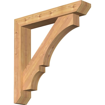 Ekena Millwork Balboa Slat Smooth Bracket w/ Offset Brace, Western Red Cedar, 5 1/2"W x 32"D x 32"H BKT0604X32X32BOA06SWR